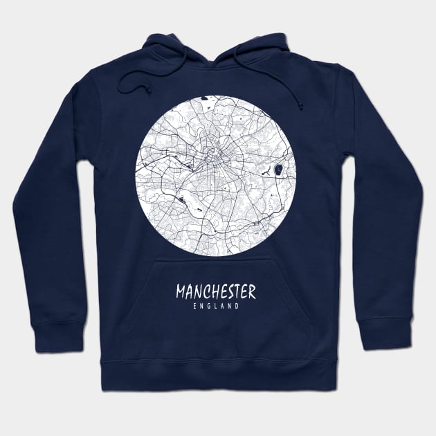 Manchester, England City Map - Full Moon Hoodie by deMAP Studio